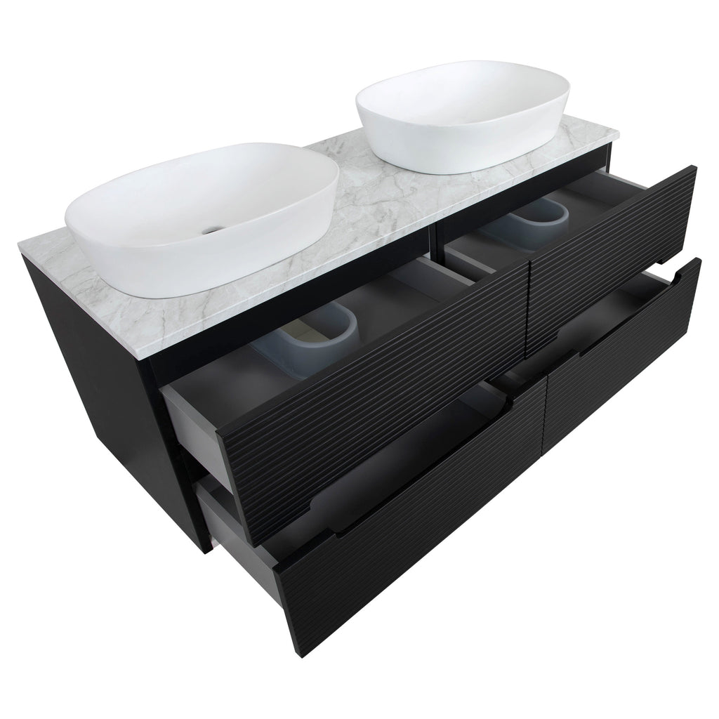 Tailored Monza Plus Fluted Wall Hung Double Vanity with Counter Top
