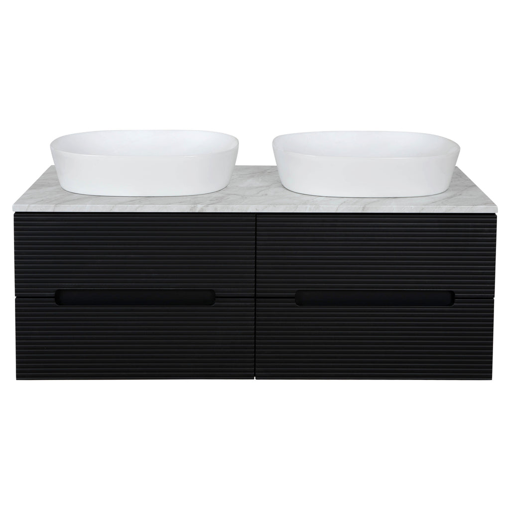Tailored Monza Plus Fluted Wall Hung Double Vanity with Counter Top