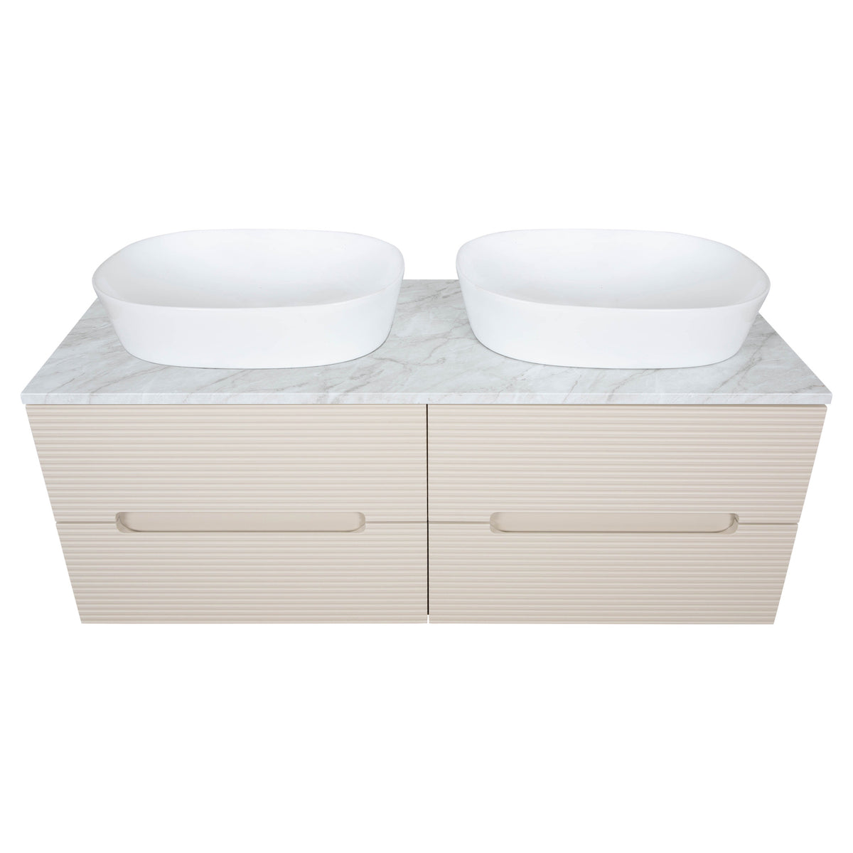 Tailored Monza Plus Fluted Wall Hung Double Vanity with Counter Top