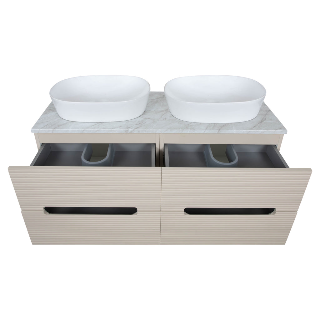 Tailored Monza Plus Fluted Wall Hung Double Vanity with Counter Top
