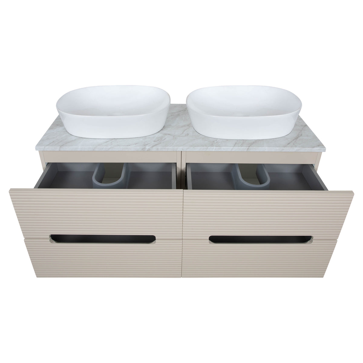 Tailored Monza Plus Fluted Wall Hung Double Vanity with Counter Top