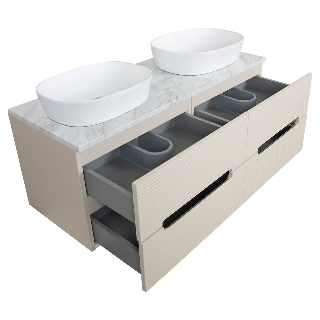 Tailored Monza Plus Fluted Wall Hung Double Vanity with Counter Top