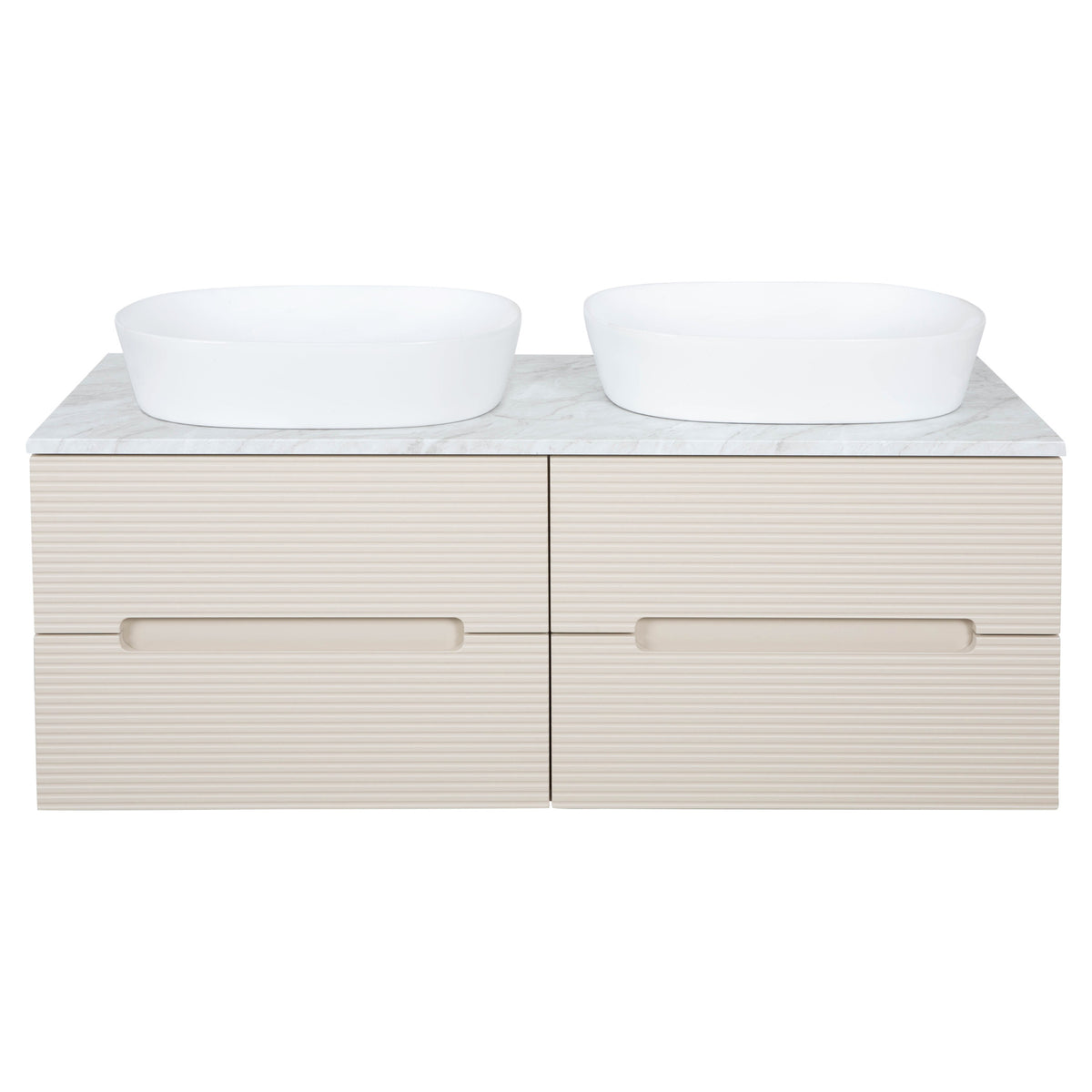 Tailored Monza Plus Fluted Wall Hung Double Vanity with Counter Top