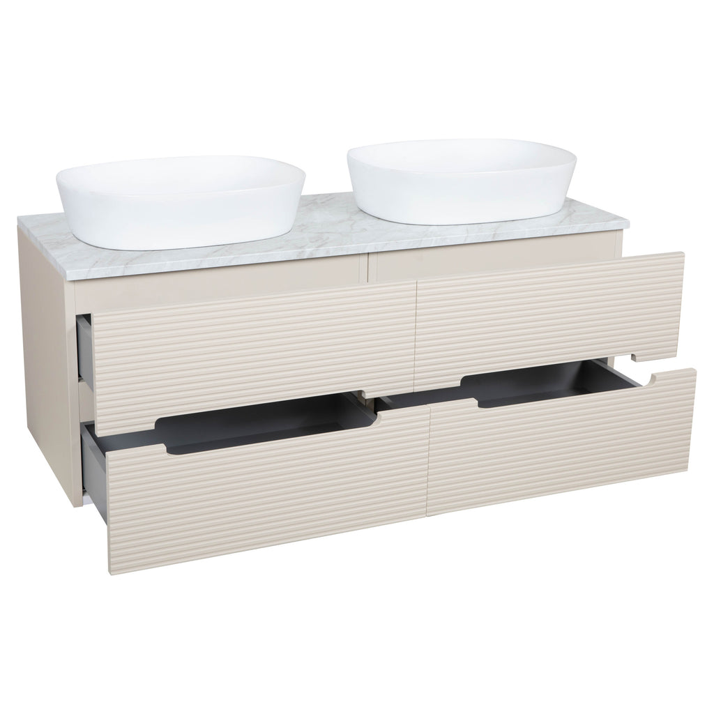 Tailored Monza Plus Fluted Wall Hung Double Vanity with Counter Top