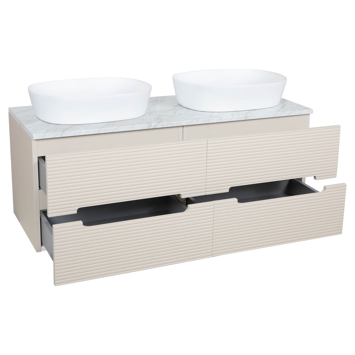 Tailored Monza Plus Fluted Wall Hung Double Vanity with Counter Top