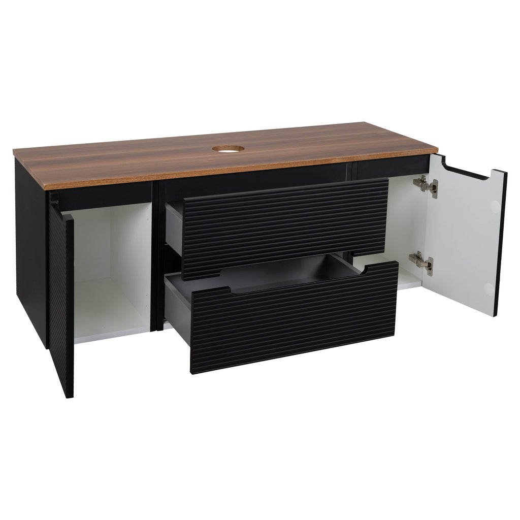 Tailored Monza Plus Fluted Wall Hung Vanity with 2 Side Cabinets & Counter Top