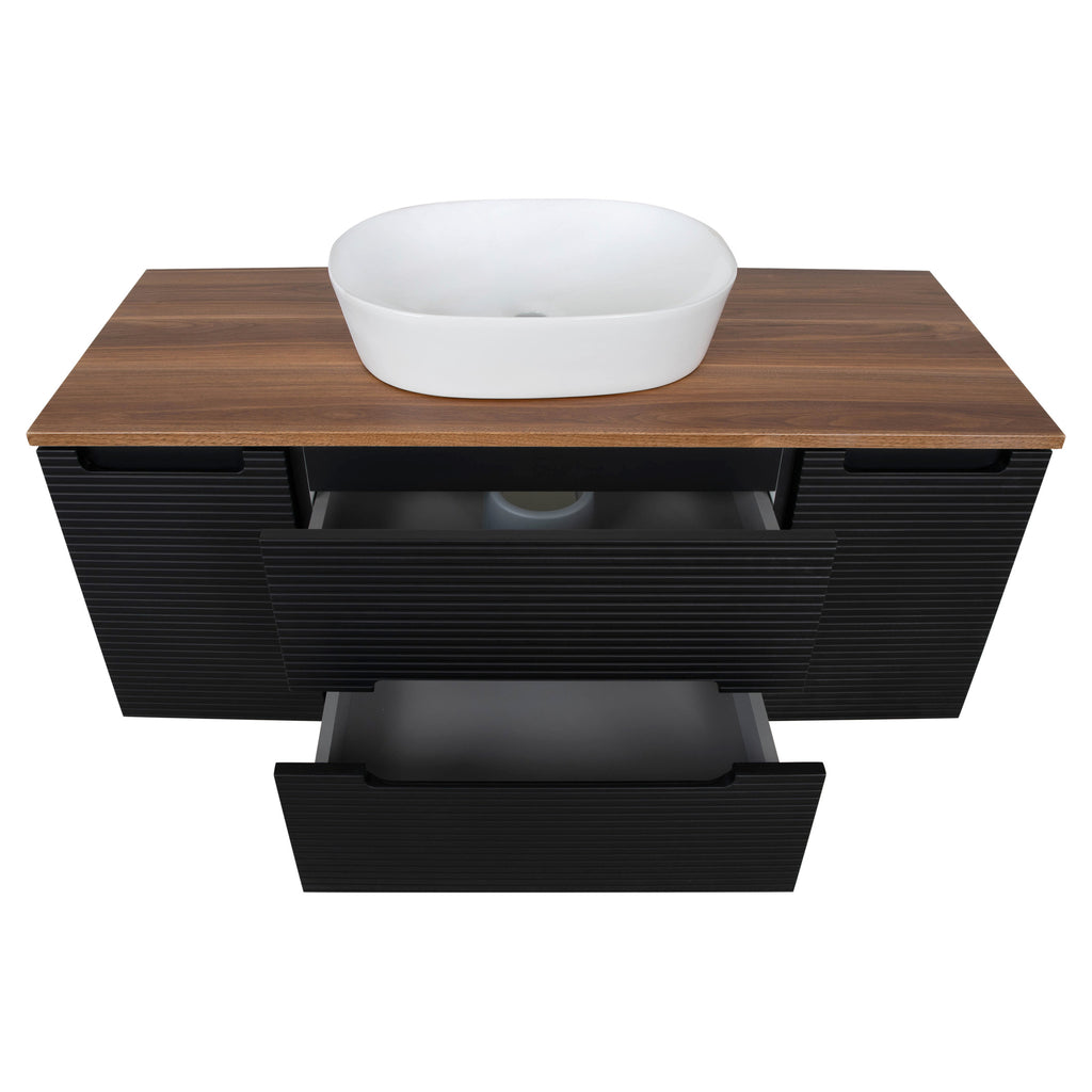 Tailored Monza Plus Fluted Wall Hung Vanity with 2 Side Cabinets & Counter Top