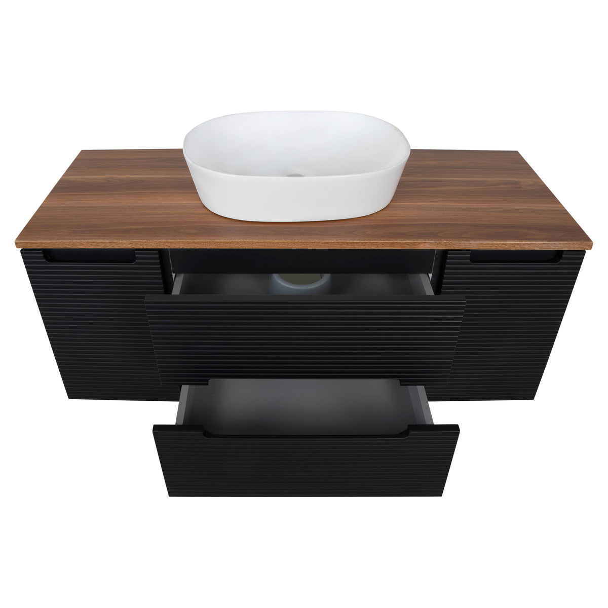 Tailored Monza Plus Fluted Wall Hung Vanity with 2 Side Cabinets & Counter Top