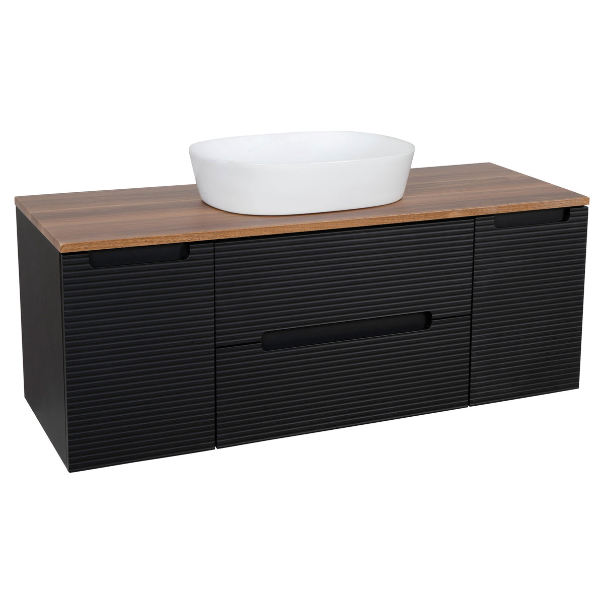Tailored Monza Plus Fluted Wall Hung Vanity with 2 Side Cabinets & Counter Top