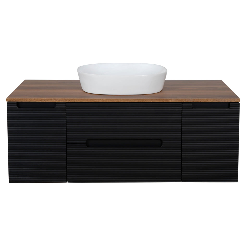 Tailored Monza Plus Fluted Wall Hung Vanity with 2 Side Cabinets & Counter Top
