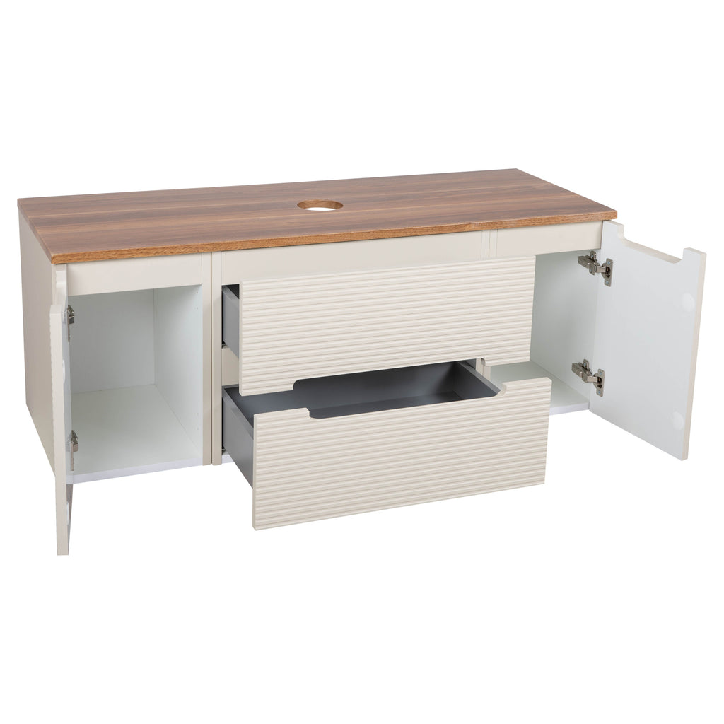 Tailored Monza Plus Fluted Wall Hung Vanity with 2 Side Cabinets & Counter Top