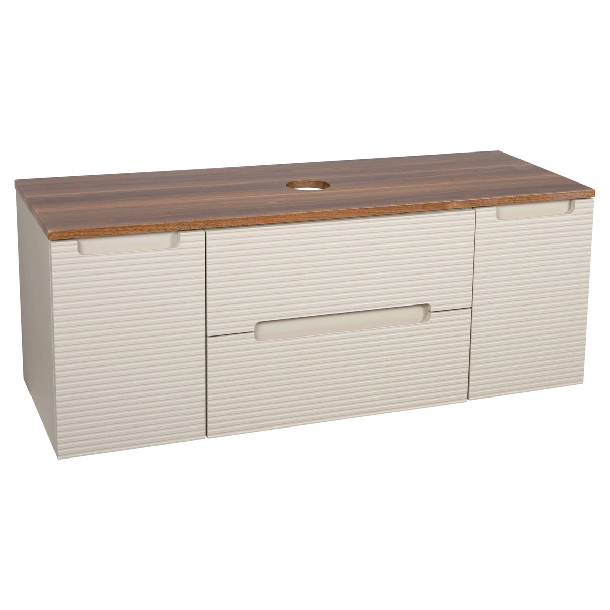 Tailored Monza Plus Fluted Wall Hung Vanity with 2 Side Cabinets & Counter Top