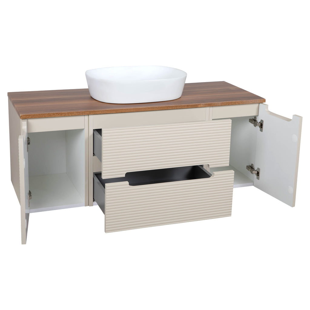 Tailored Monza Plus Fluted Wall Hung Vanity with 2 Side Cabinets & Counter Top