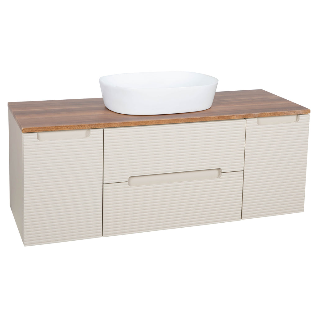 Tailored Monza Plus Fluted Wall Hung Vanity with 2 Side Cabinets & Counter Top