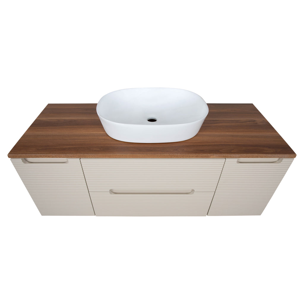 Tailored Monza Plus Fluted Wall Hung Vanity with 2 Side Cabinets & Counter Top