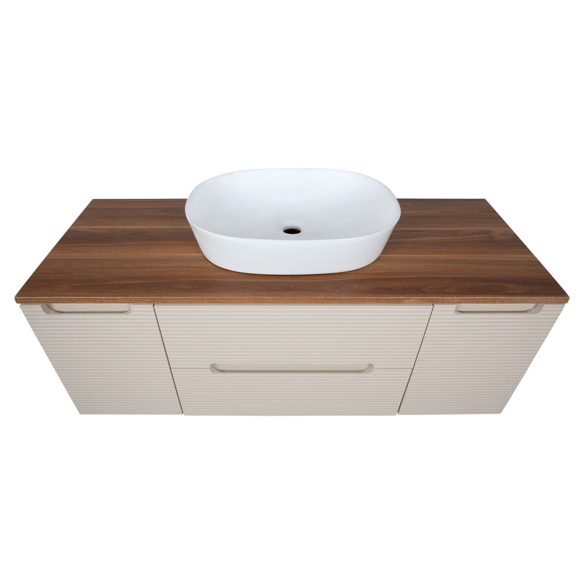 Tailored Monza Plus Fluted Wall Hung Vanity with 2 Side Cabinets & Counter Top