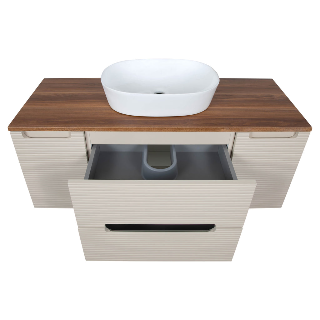 Tailored Monza Plus Fluted Wall Hung Vanity with 2 Side Cabinets & Counter Top