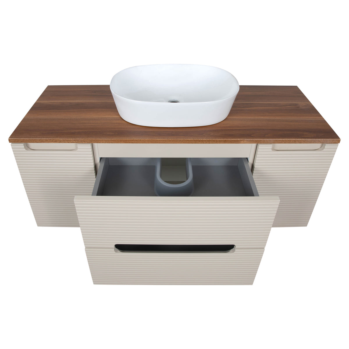 Tailored Monza Plus Fluted Wall Hung Vanity with 2 Side Cabinets & Counter Top