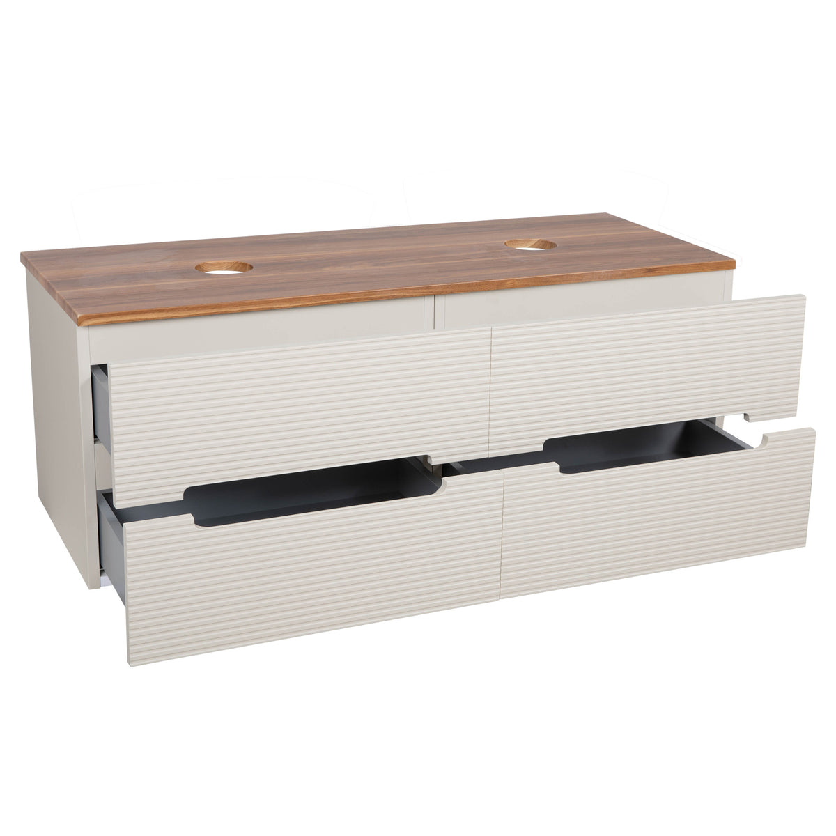 Tailored Monza Plus Fluted Wall Hung Double Vanity with Counter Top