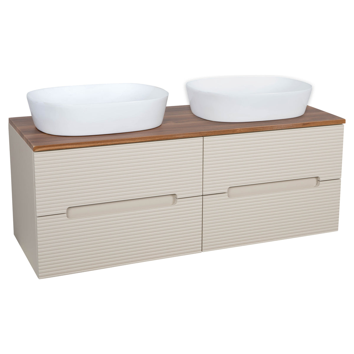 Tailored Monza Plus Fluted Wall Hung Double Vanity with Counter Top