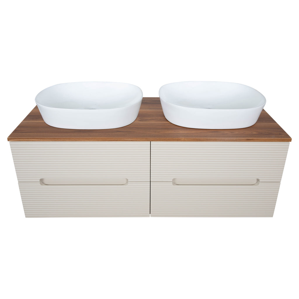 Tailored Monza Plus Fluted Wall Hung Double Vanity with Counter Top