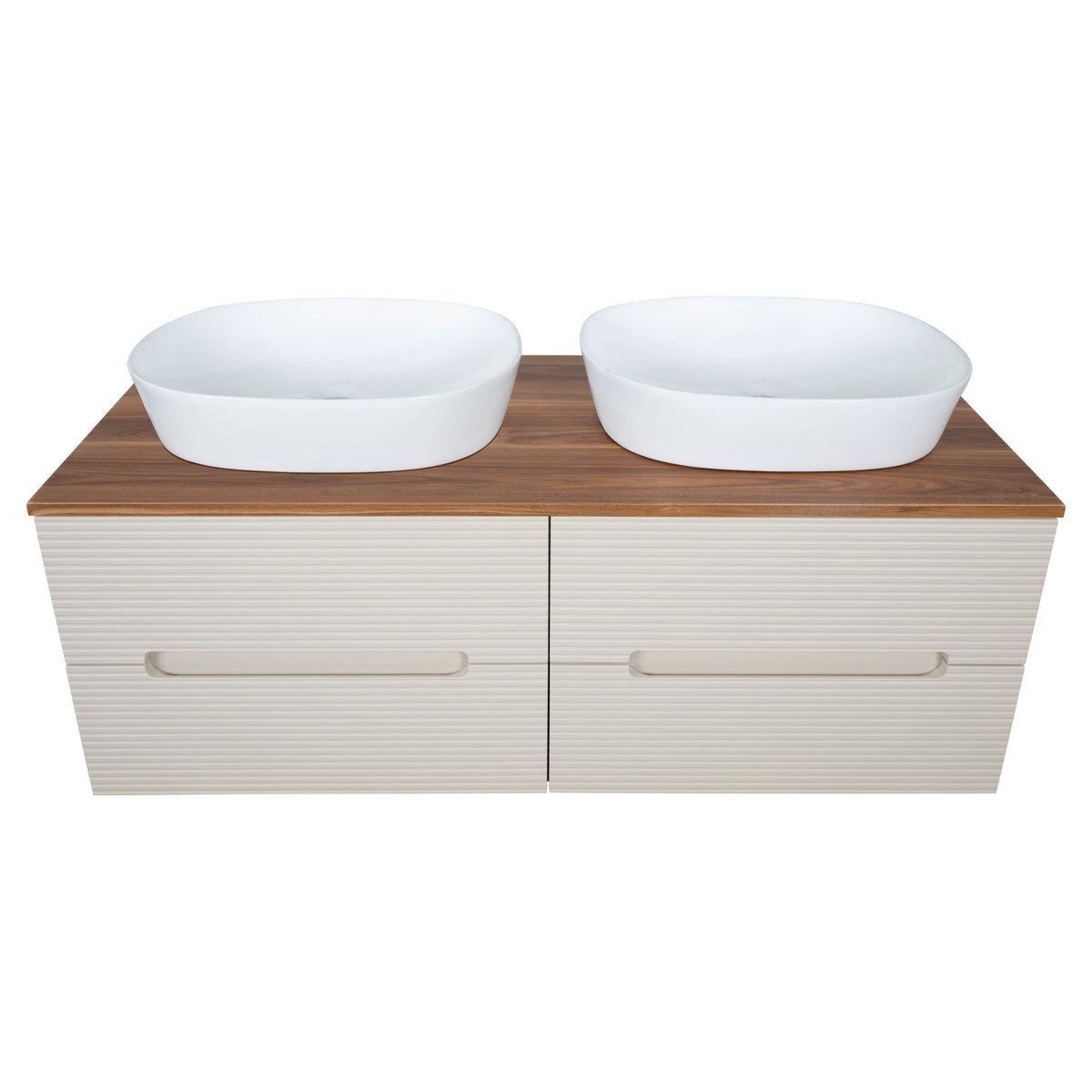 Tailored Monza Plus Fluted Wall Hung Double Vanity with Counter Top