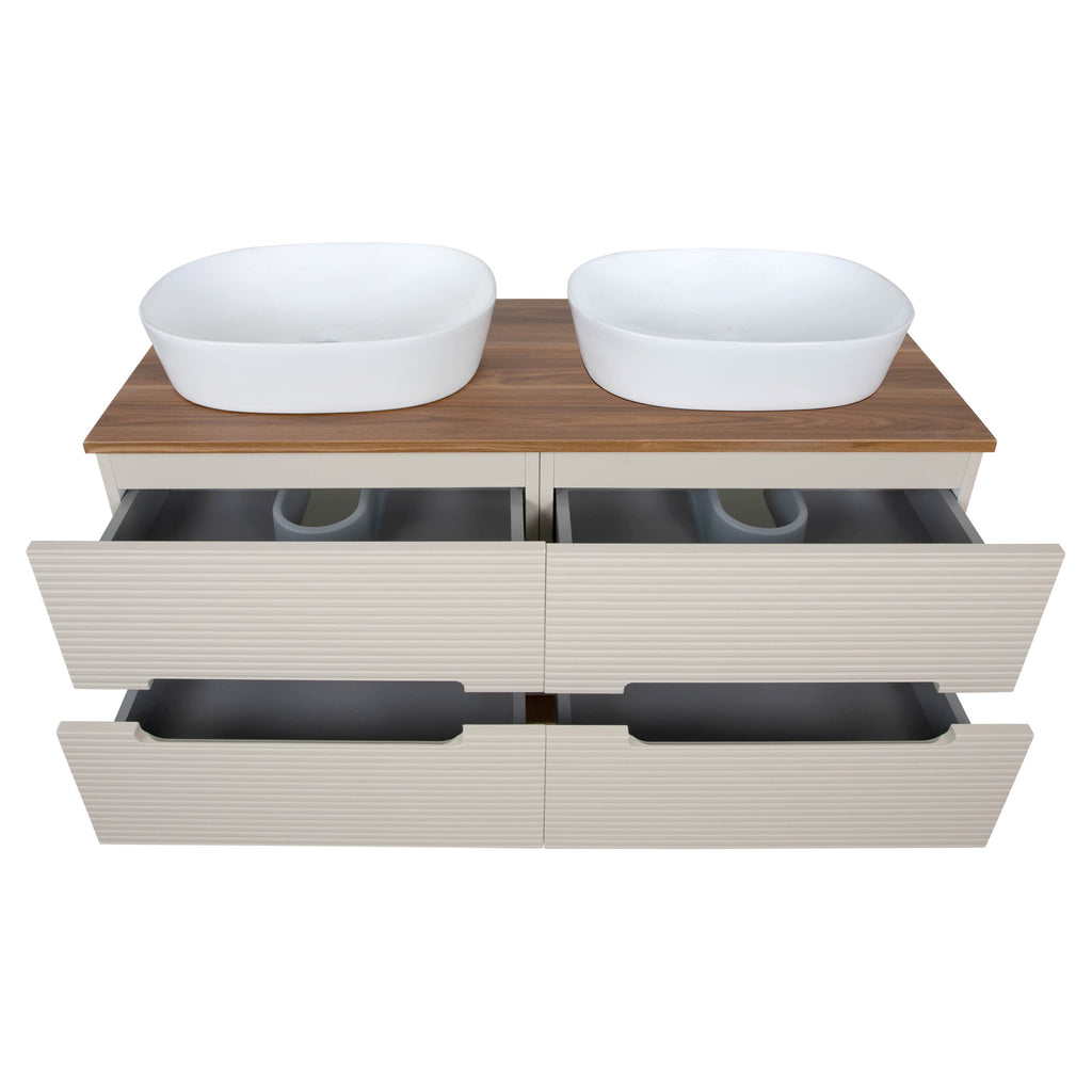 Tailored Monza Plus Fluted Wall Hung Double Vanity with Counter Top