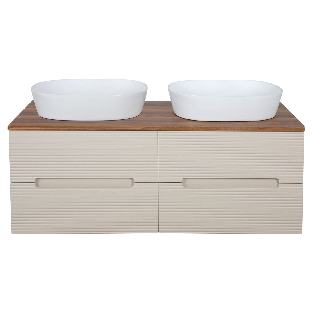 Tailored Monza Plus Fluted Wall Hung Double Vanity with Counter Top