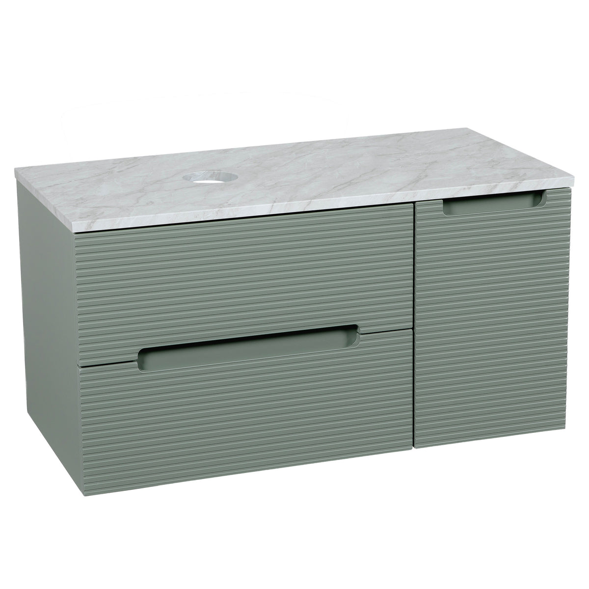 Tailored Monza Plus Fluted Wall Hung Vanity with Side Cabinet & Counter Top