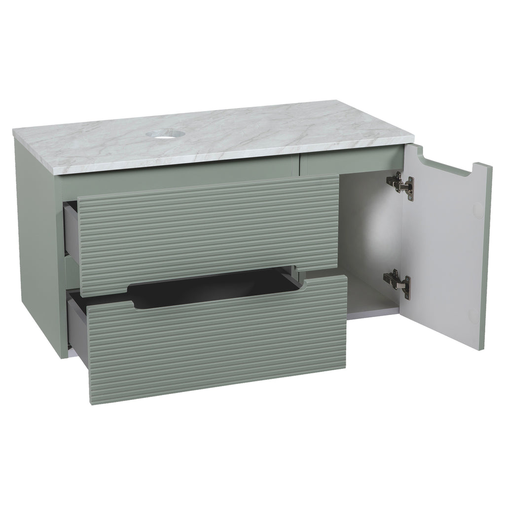 Tailored Monza Plus Fluted Wall Hung Vanity with Side Cabinet & Counter Top