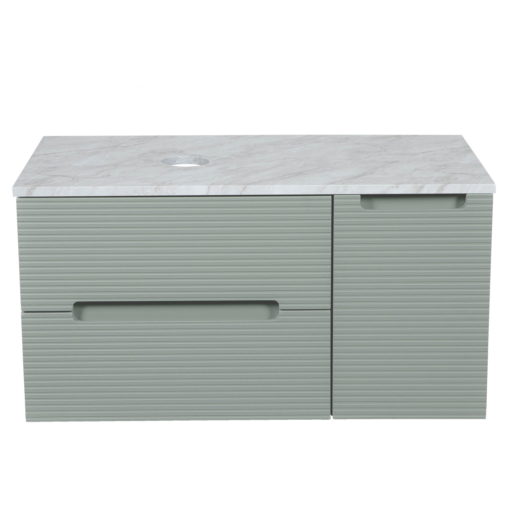 Tailored Monza Plus Fluted Wall Hung Vanity with Side Cabinet & Counter Top