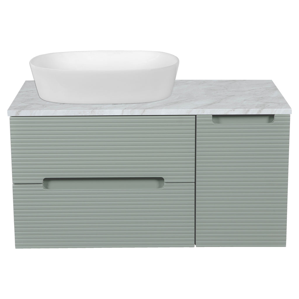 Tailored Monza Plus Fluted Wall Hung Vanity with Side Cabinet & Counter Top