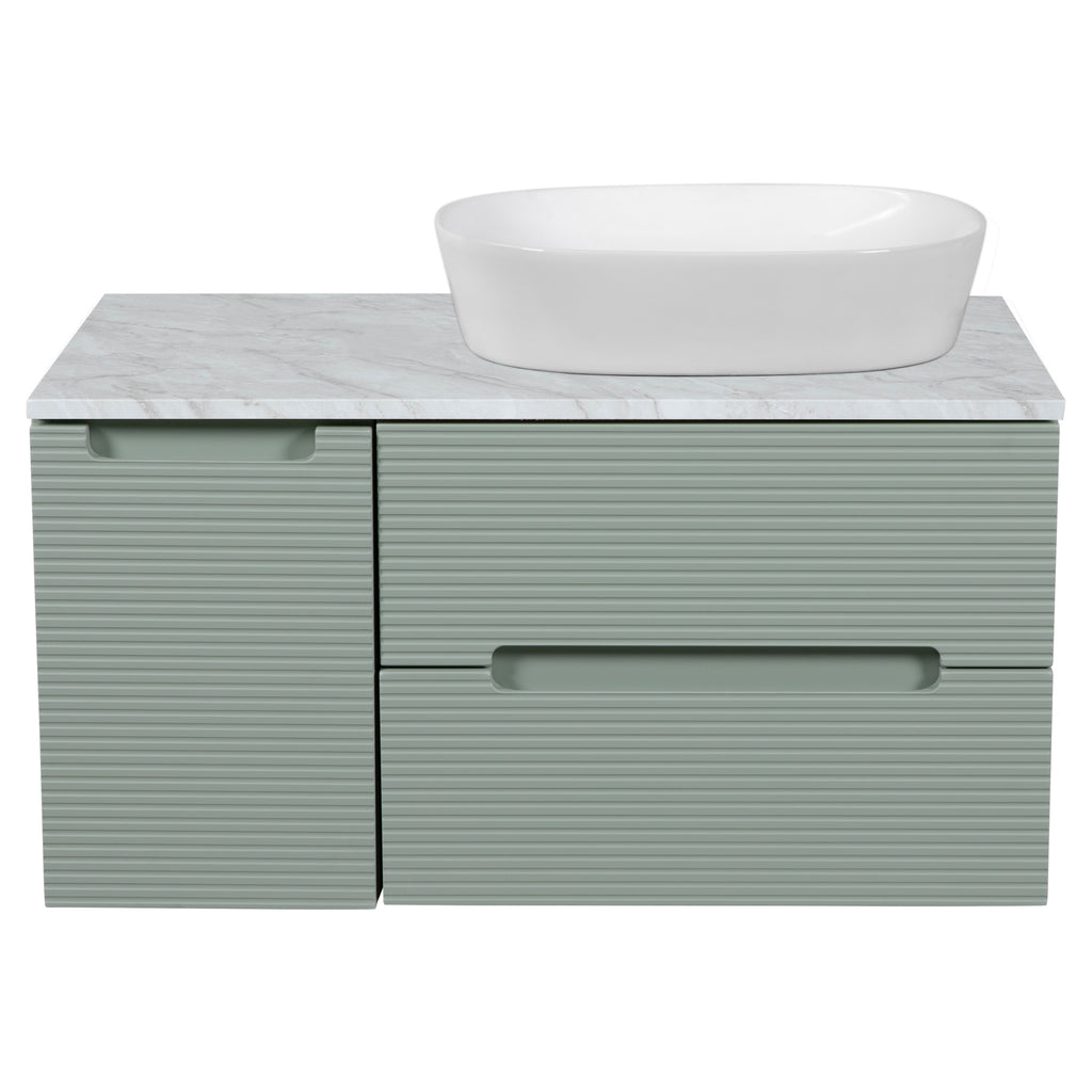 Tailored Monza Plus Fluted Wall Hung Vanity with Side Cabinet & Counter Top