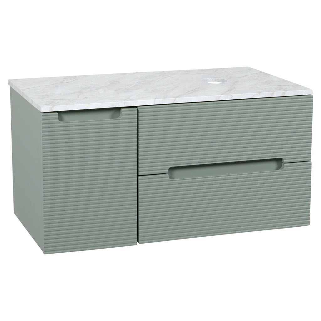 Tailored Monza Plus Fluted Wall Hung Vanity with Side Cabinet & Counter Top