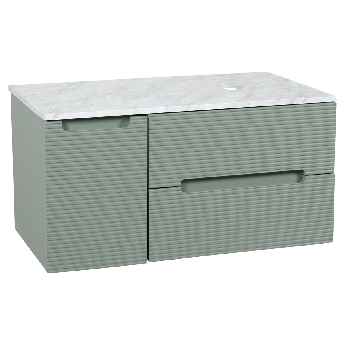 Tailored Monza Plus Fluted Wall Hung Vanity with Side Cabinet & Counter Top