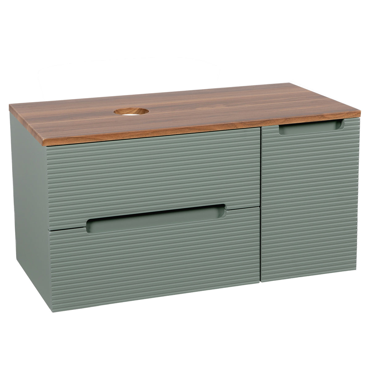 Tailored Monza Plus Fluted Wall Hung Vanity with Side Cabinet & Counter Top