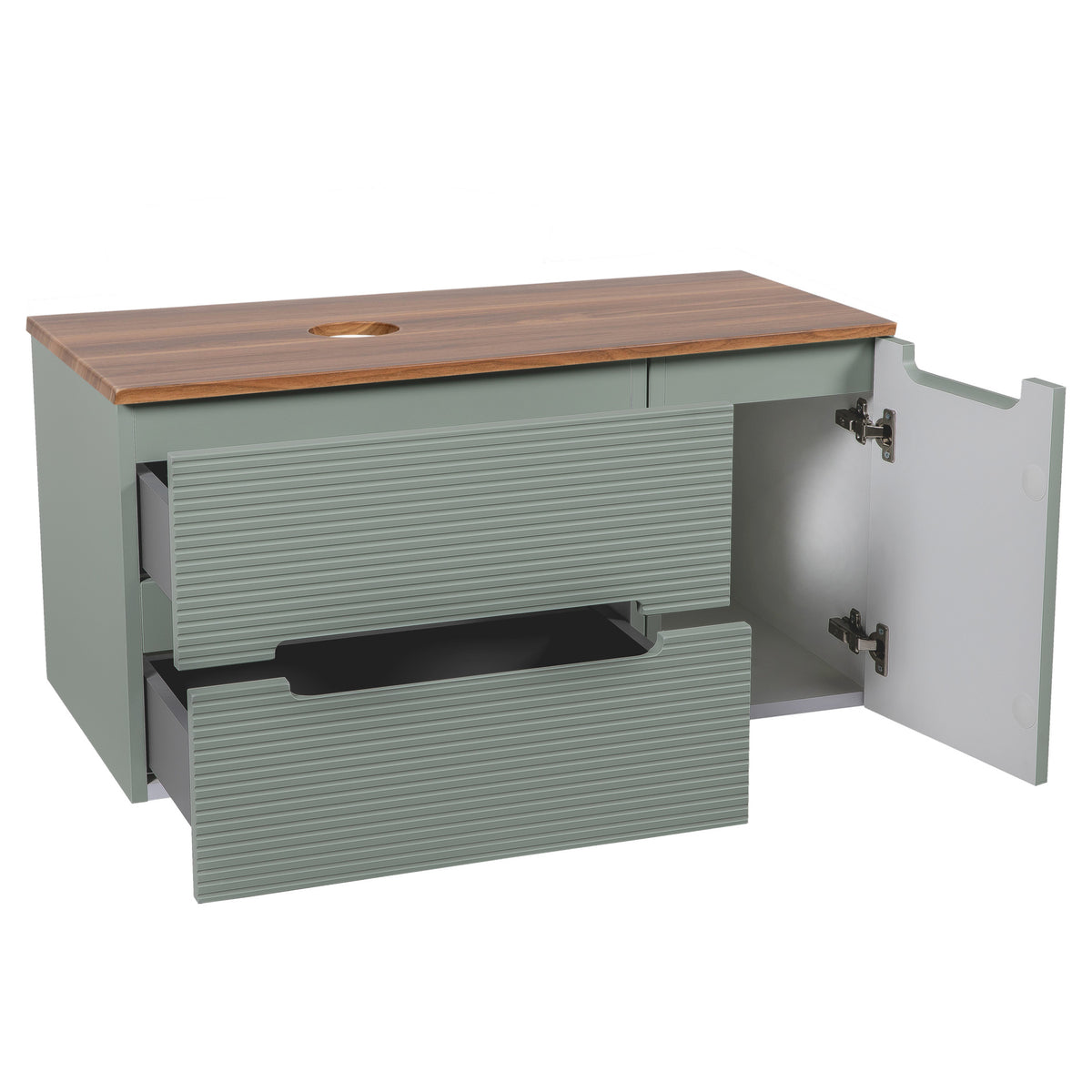 Tailored Monza Plus Fluted Wall Hung Vanity with Side Cabinet & Counter Top