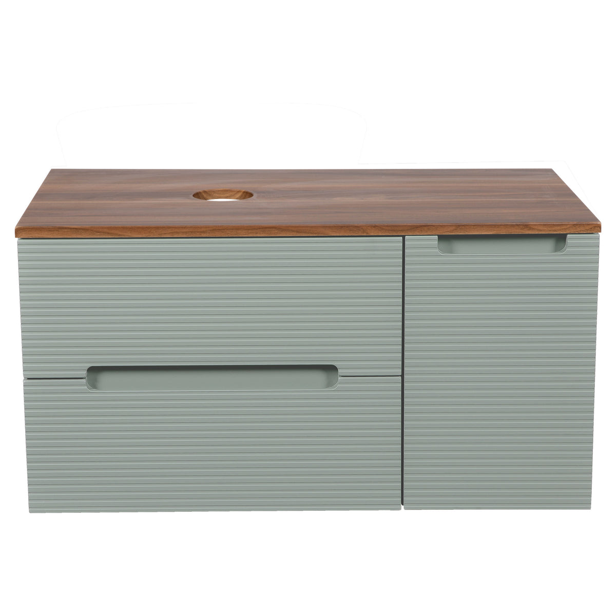 Tailored Monza Plus Fluted Wall Hung Vanity with Side Cabinet & Counter Top