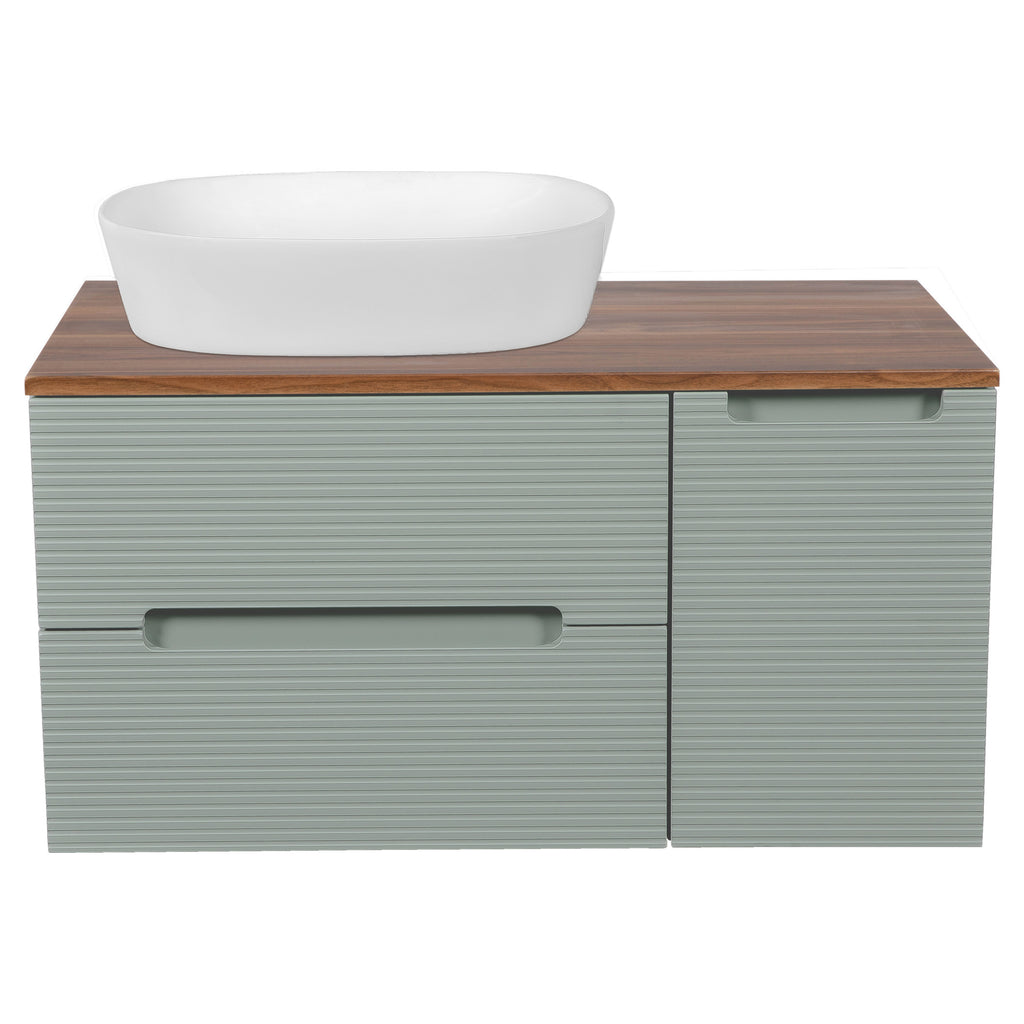 Tailored Monza Plus Fluted Wall Hung Vanity with Side Cabinet & Counter Top