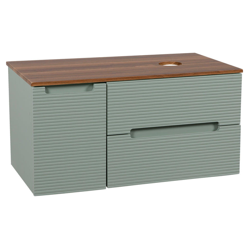 Tailored Monza Plus Fluted Wall Hung Vanity with Side Cabinet & Counter Top