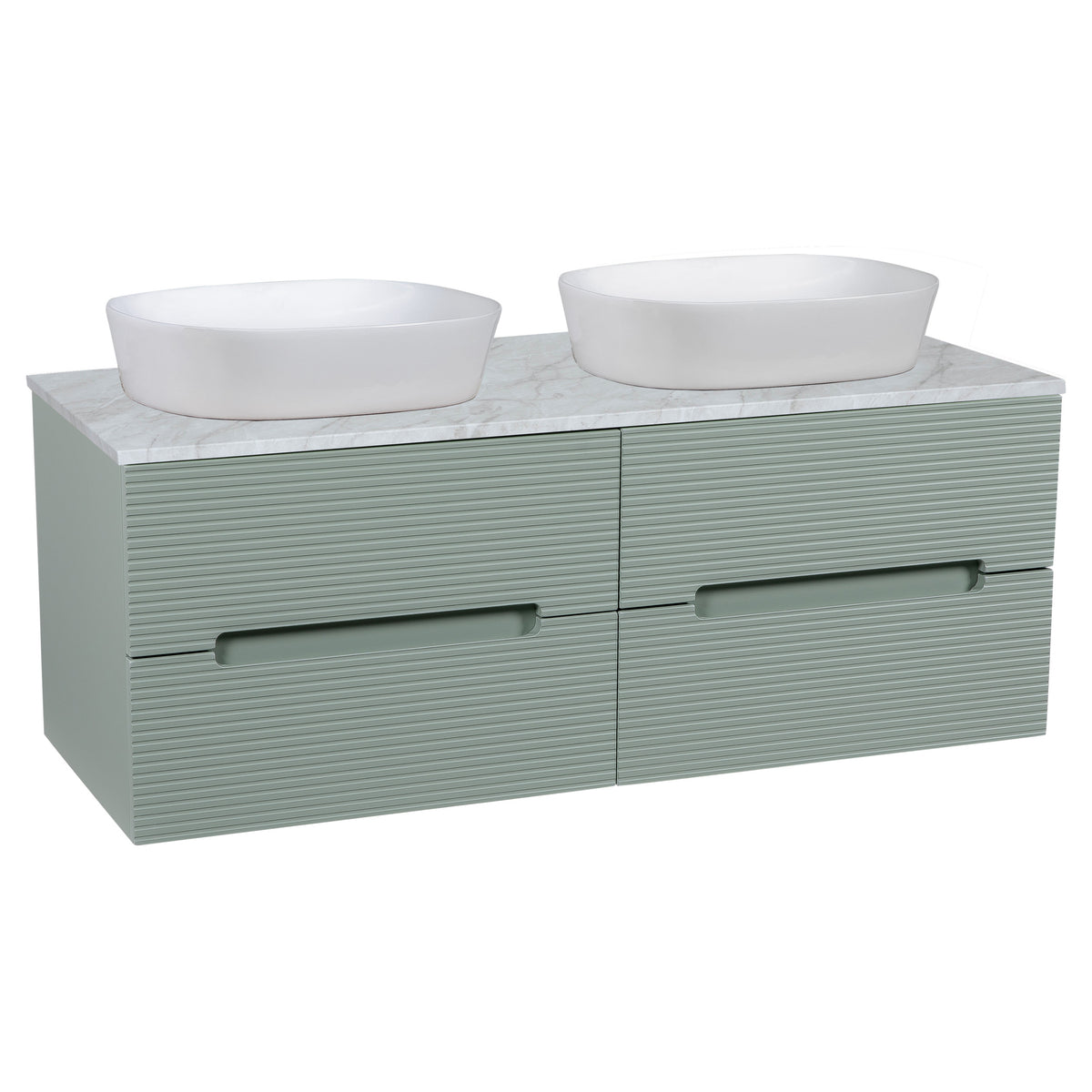Tailored Monza Plus Fluted Wall Hung Double Vanity with Counter Top