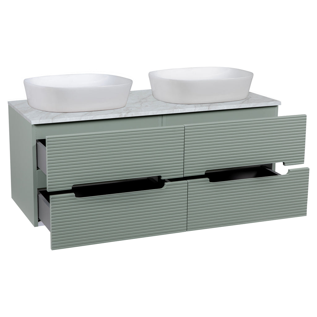 Tailored Monza Plus Fluted Wall Hung Double Vanity with Counter Top