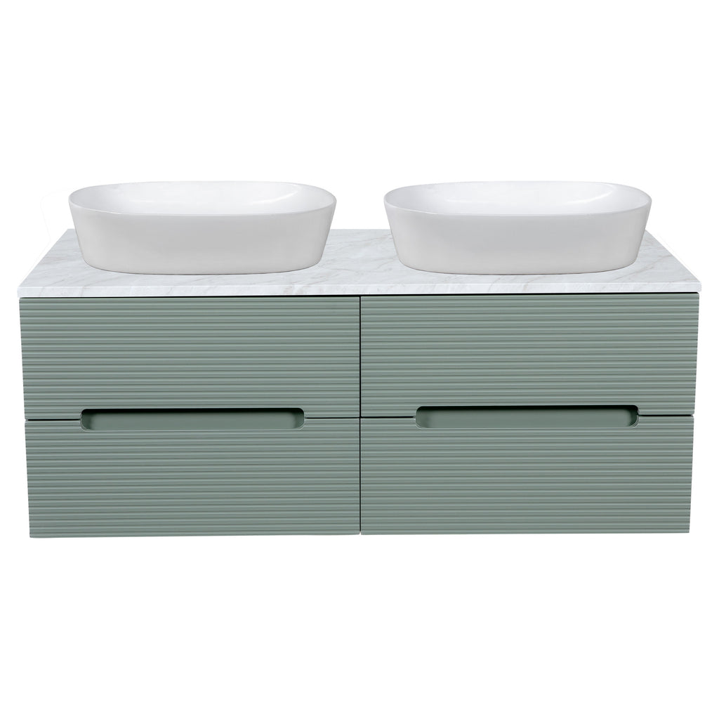 Tailored Monza Plus Fluted Wall Hung Double Vanity with Counter Top