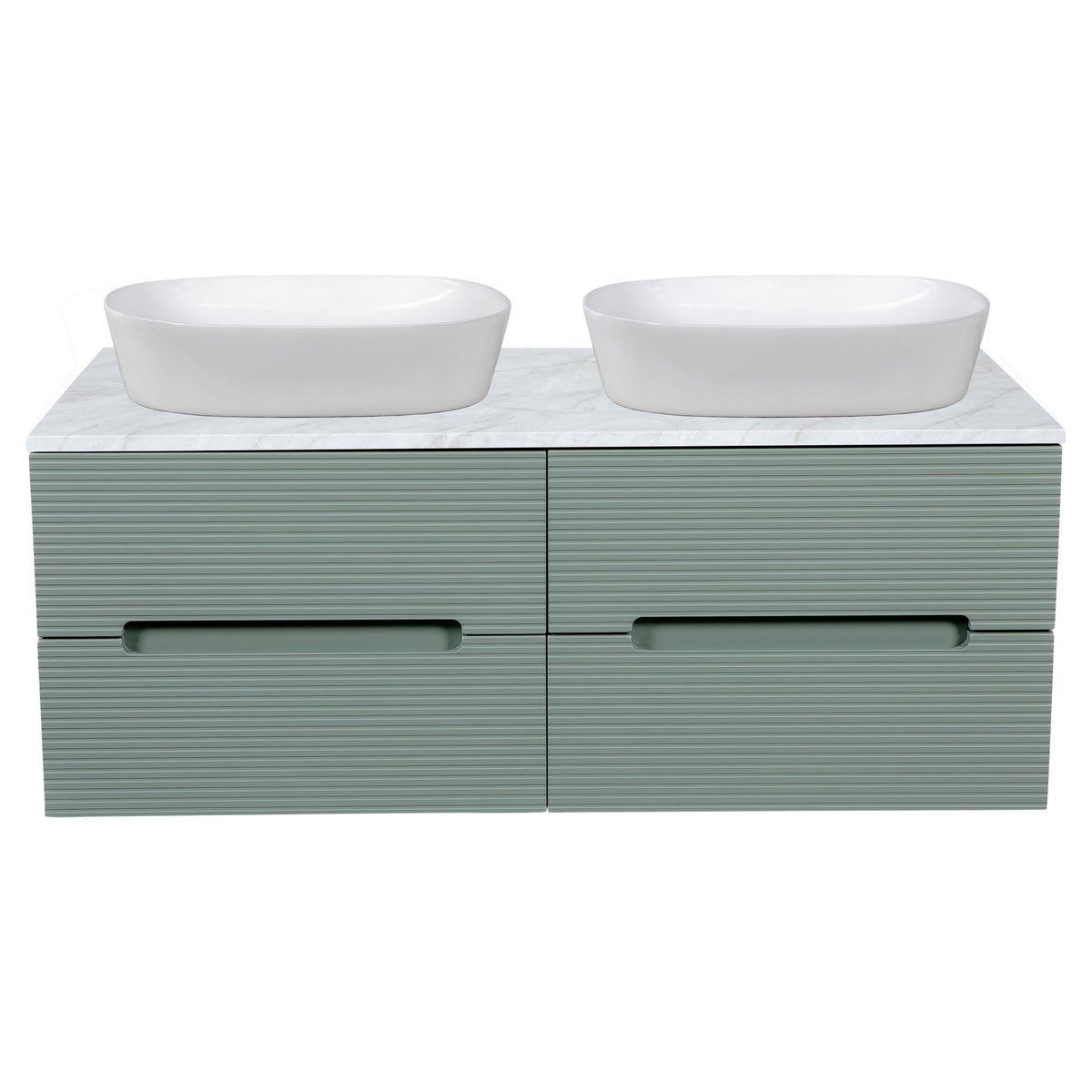 Tailored Monza Plus Fluted Wall Hung Double Vanity with Counter Top