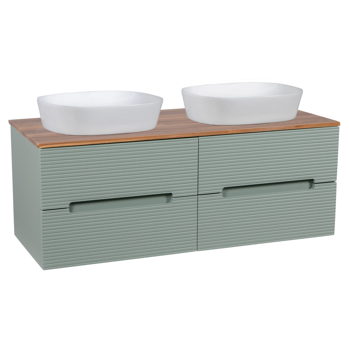 Tailored Monza Plus Fluted Wall Hung Double Vanity with Counter Top