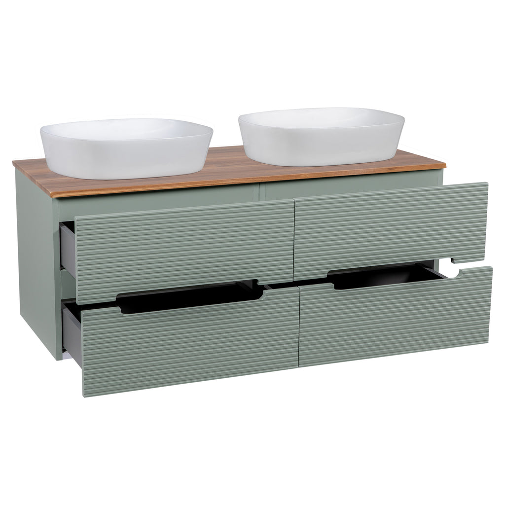 Tailored Monza Plus Fluted Wall Hung Double Vanity with Counter Top
