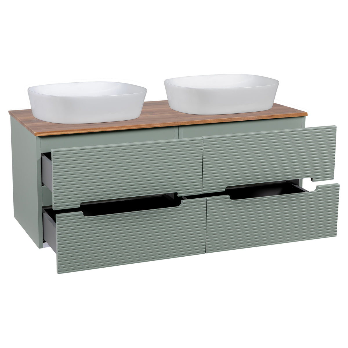Tailored Monza Plus Fluted Wall Hung Double Vanity with Counter Top