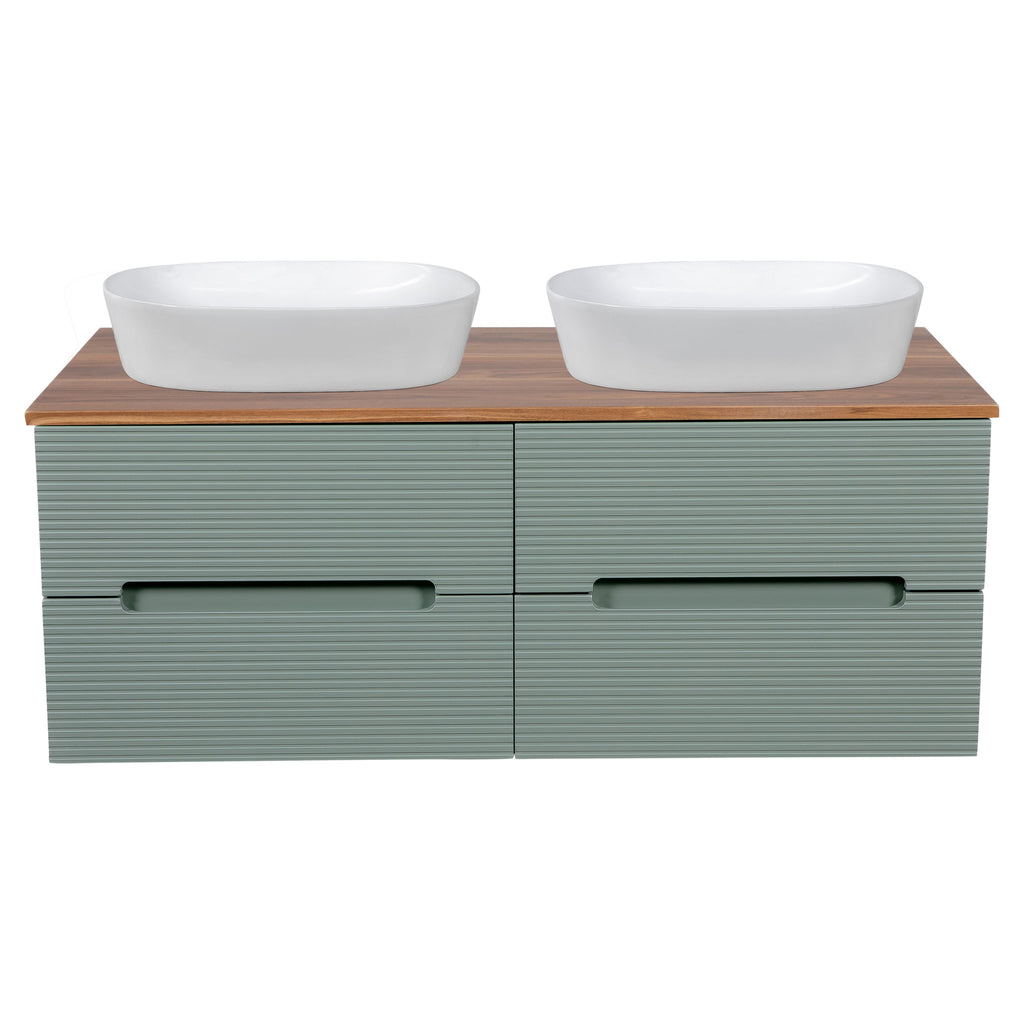 Tailored Monza Plus Fluted Wall Hung Double Vanity with Counter Top
