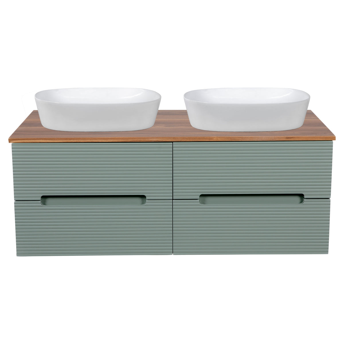Tailored Monza Plus Fluted Wall Hung Double Vanity with Counter Top