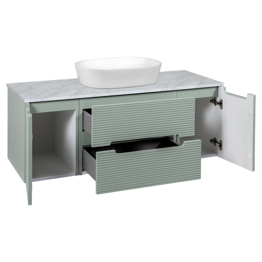Tailored Monza Plus Fluted Wall Hung Vanity with 2 Side Cabinets & Counter Top